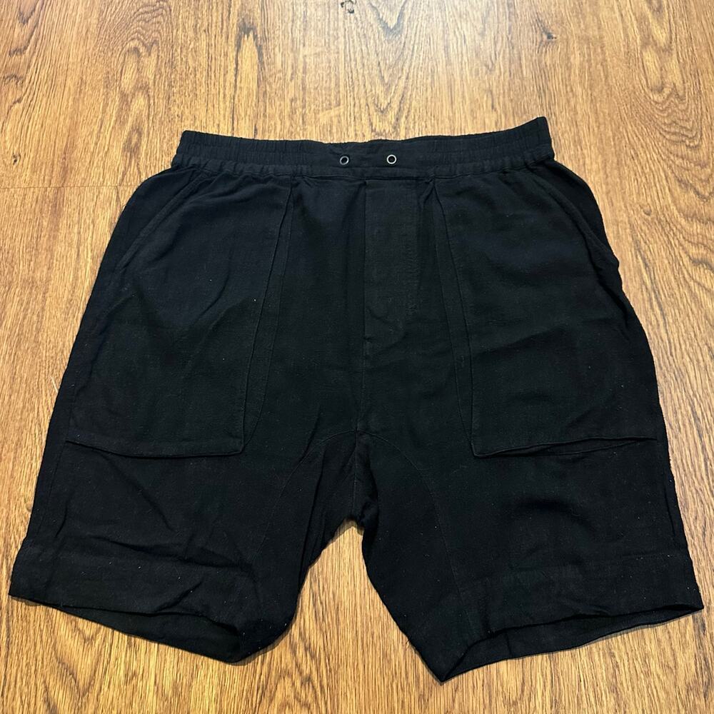 Ch. Chapter black shorts size 31 linen/cotton casual elastic waist big pockets